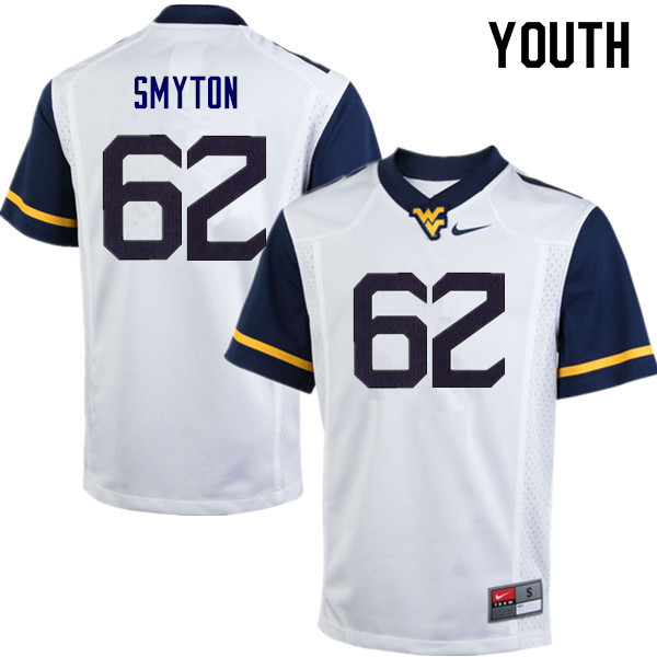 NCAA Youth Garrett Smyton West Virginia Mountaineers White #62 Nike Stitched Football College Authentic Jersey SF23O66DB